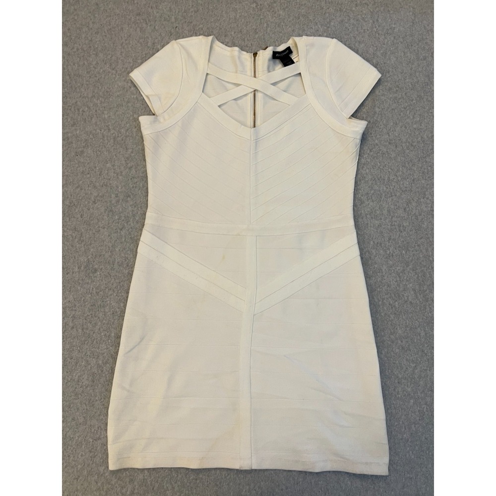 Ashley Stewart Bodycon Bandage Dress Women's 14/16 White V-Neck Zip Mod NWT $59